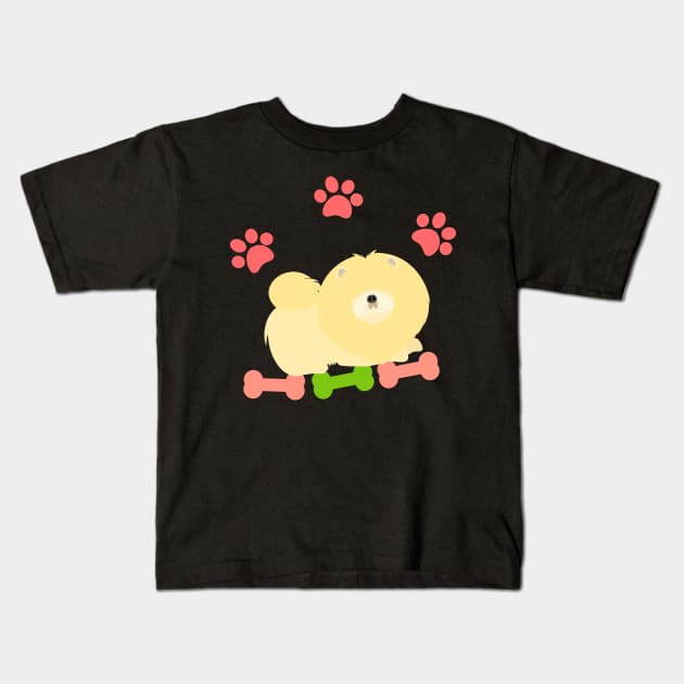 Cute Chow Chow Dog Kids T-Shirt by LulululuPainting